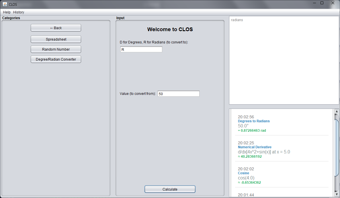 Degree to Radian conversion demonstration