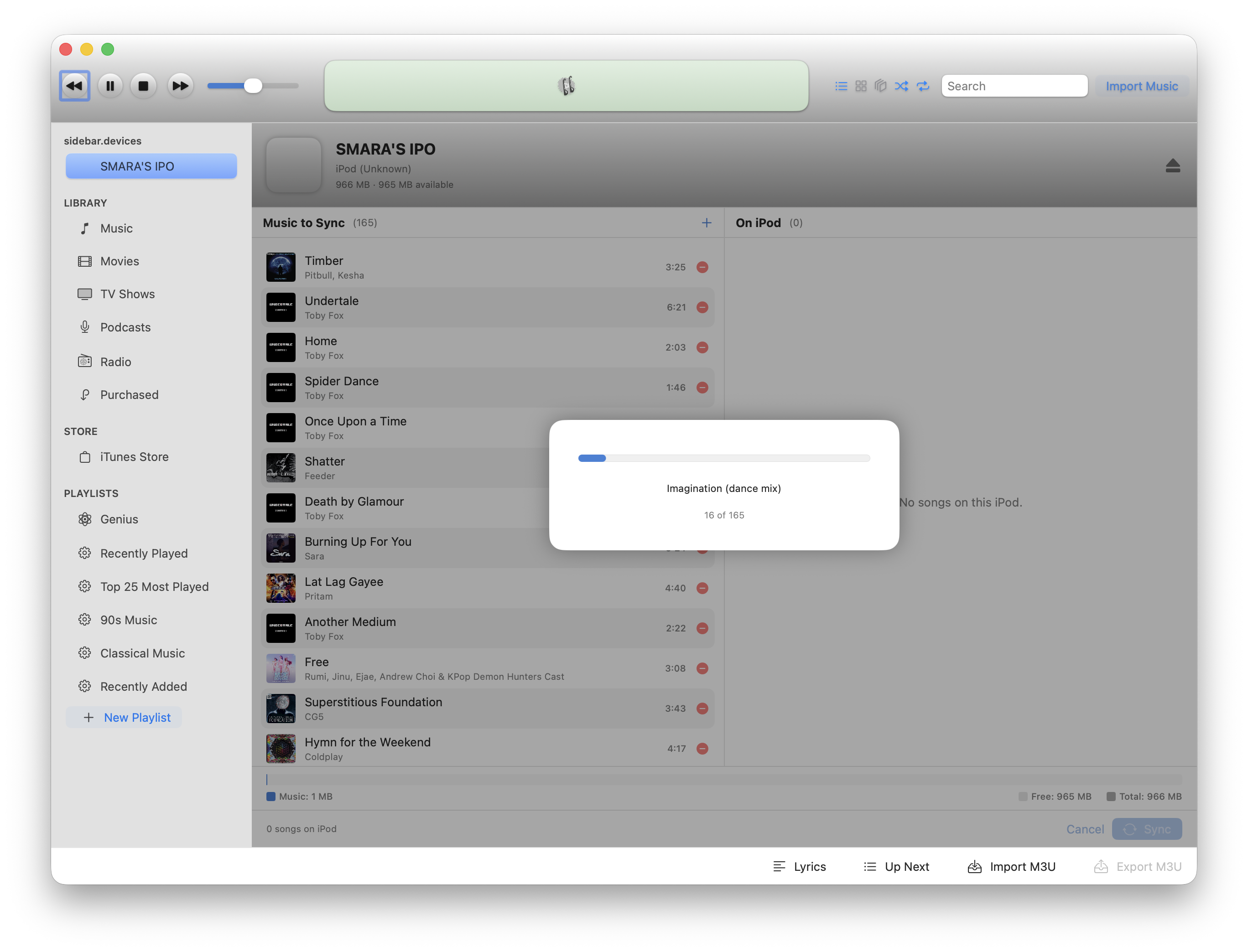 iPod Syncing